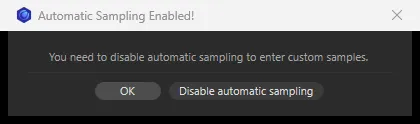 The Automatic Sampling Enabled! window